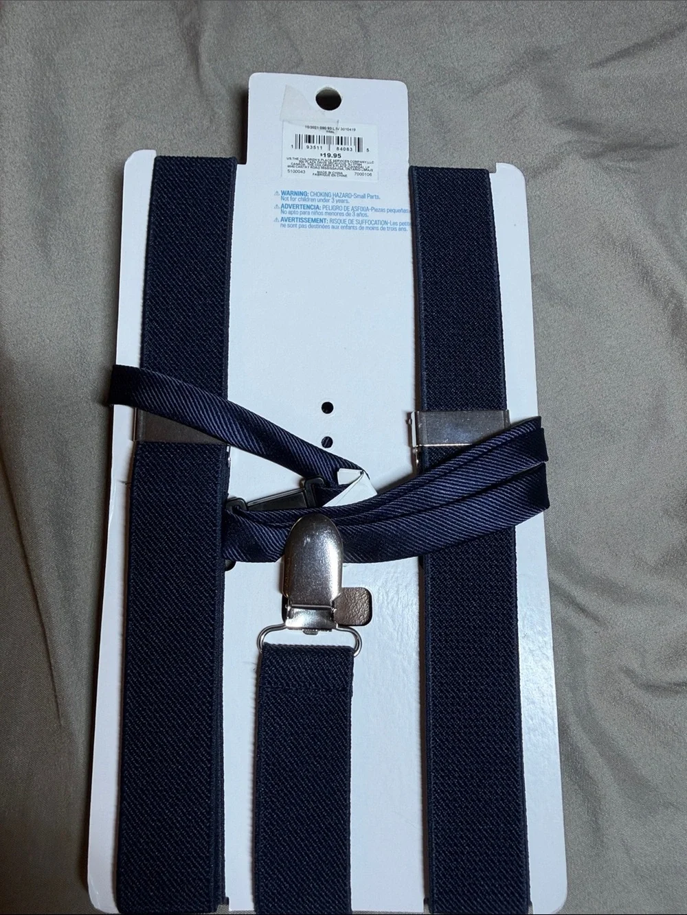 The Children's Place Navy Blue Bow Tie & Suspenders with Brown Accent